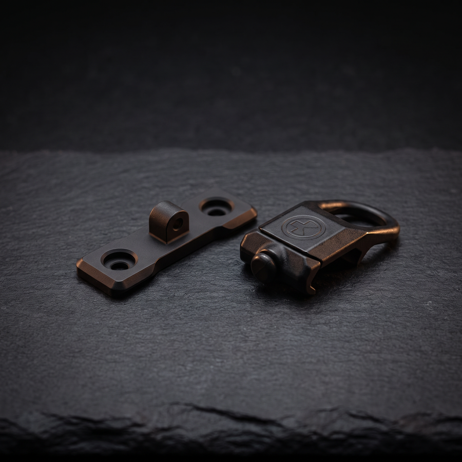 Magpul M-LOK mount and Picatinny rail sling attachment side by side, illustrating our M-LOK versus Picatinny mounting guide