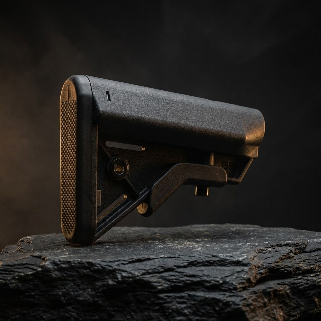 Robust mil-spec collapsible rifle buttstock in reinforced polymer on dark slate - B5 Systems stocks