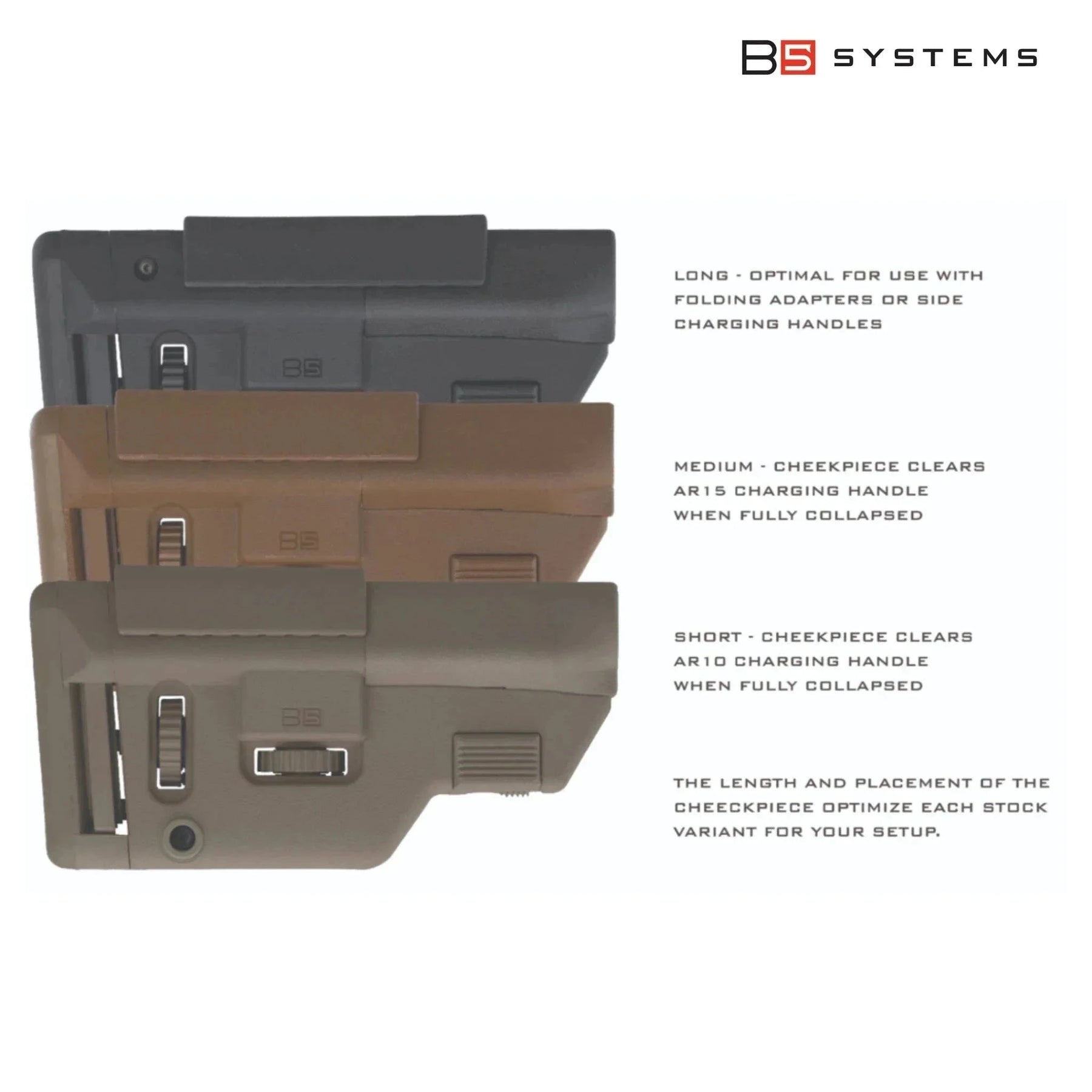 B5 Systems Collapsible Precision Stock medium length, AR-15 precision stock (view 3)