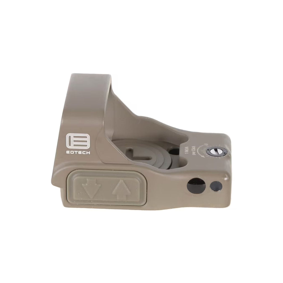 EOTech EFLX 3 MOA tan red dot sight with its top-loading CR2032 tray that keeps zero on a cell change