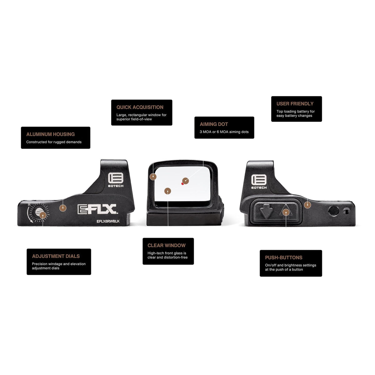 EOTech EFLX 6 MOA in black with 8 daylight settings and one night-vision setting