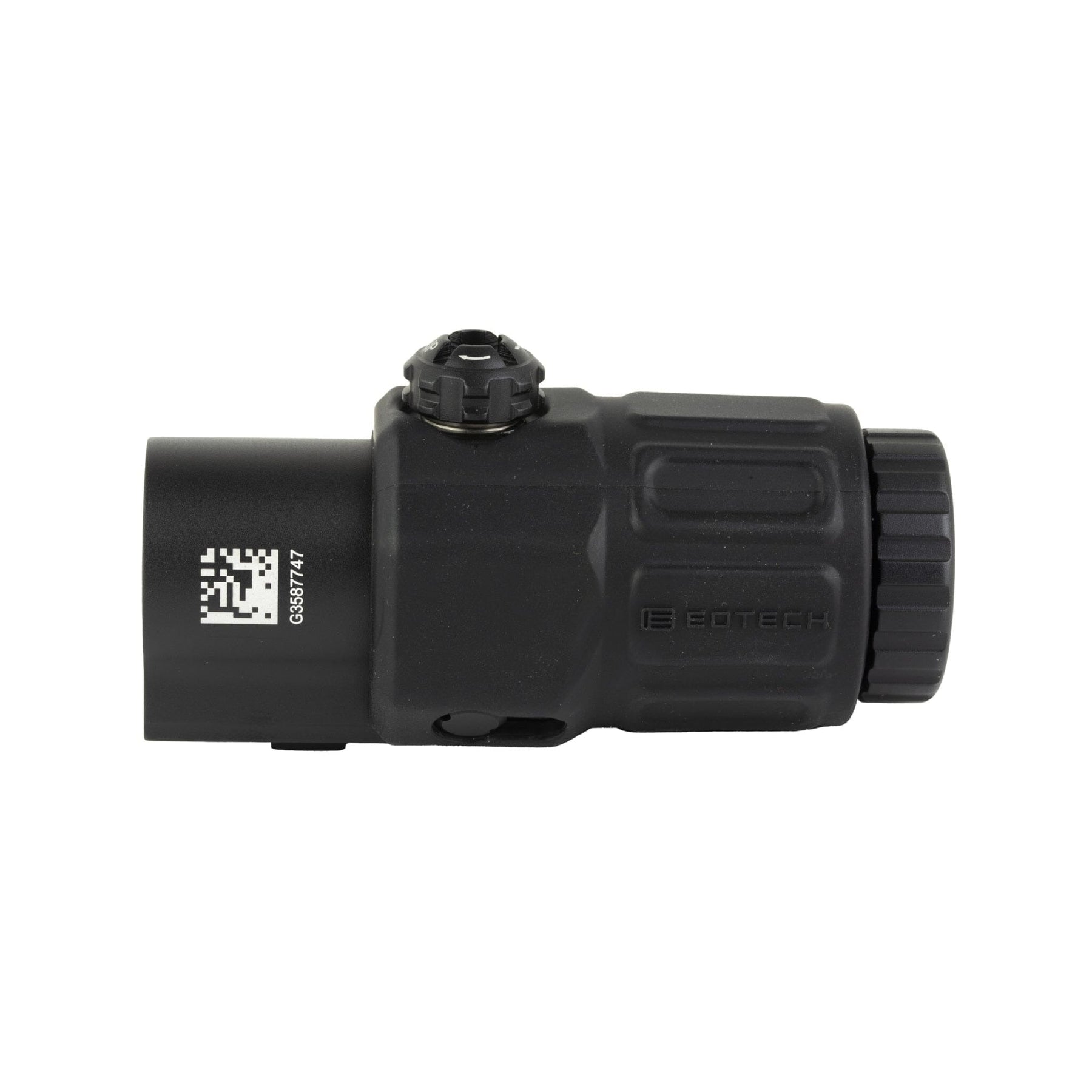 EOTech G33 3x magnifier in black showing the windage and elevation adjustment collars