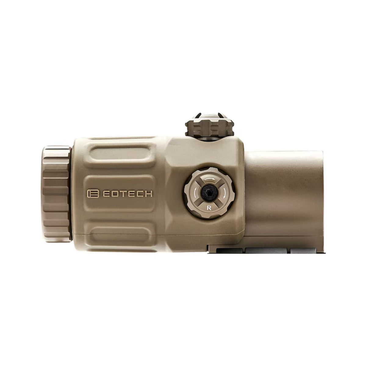 G33.NMTAN magnifier body in tan showing the tool-free windage and elevation adjustment
