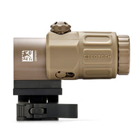 EOTech G33 3x magnifier in Tan on its Switch-to-Side quick-detach mount, part number G33.STSTAN