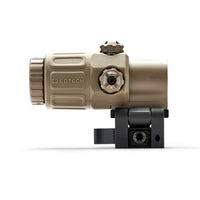 EOTech catalogue image of the Tan G33 3x magnifier and STS mount assembly, 4 in long and 10.6 oz