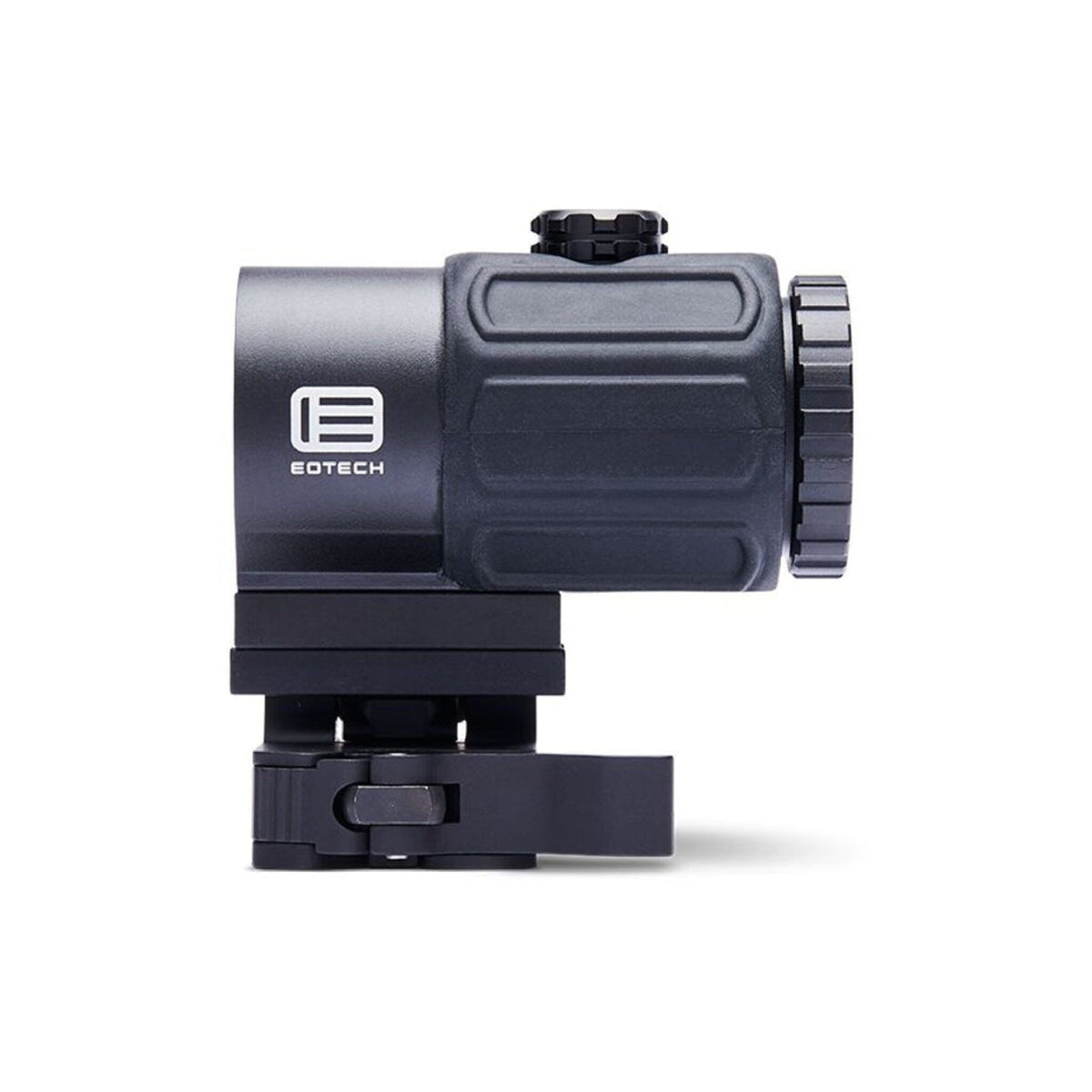 EOTech G43 3x magnifier in black showing the tool-free windage and elevation adjusters