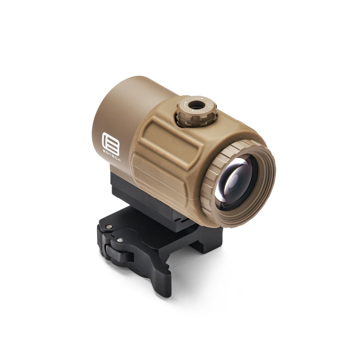 EOTech G43 3x magnifier in Tan with tool-free windage and elevation adjustment on the body