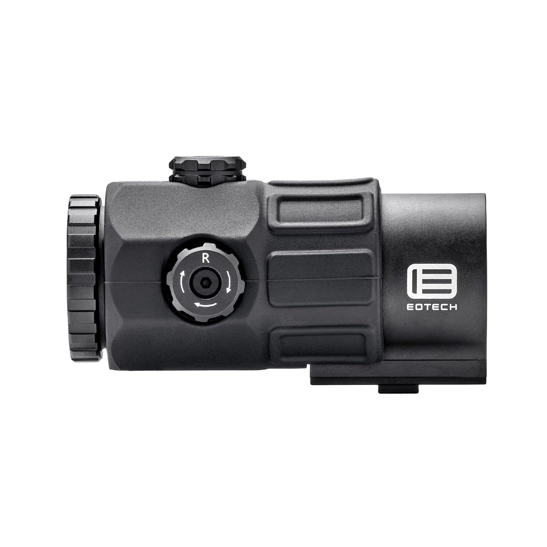 EOTech G45.NM 5x magnifier showing the tool-free windage and elevation adjustment