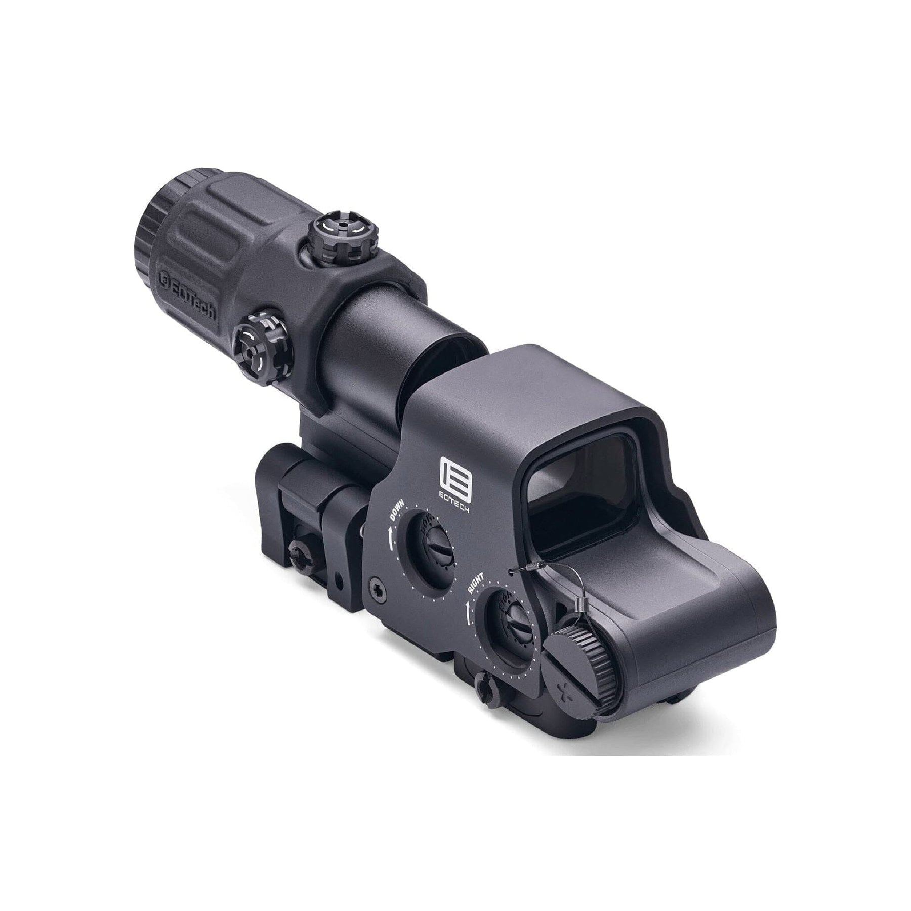 EOTech HHS II reticle view showing the 68 MOA ring with two 1 MOA aiming dots in red