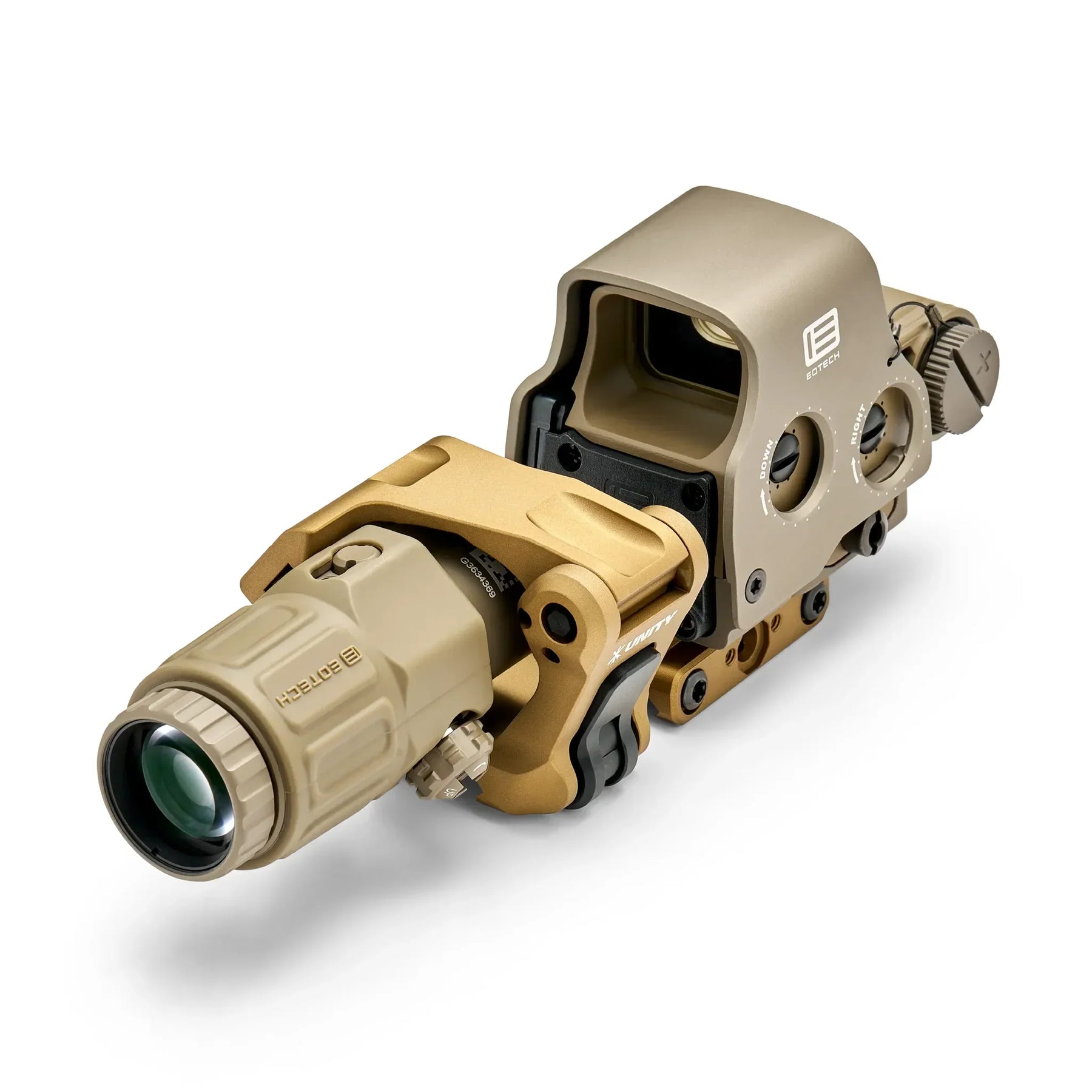 HHS UNITY I in tan showing the EXPS3-0 window that projects a 68 MOA ring with a 1 MOA dot