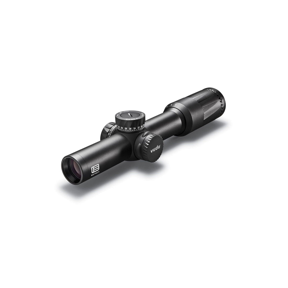 EOTech Vudu 1-6x24 rifle scope in matte black with the illuminated SR1 MRAD reticle in the first focal plane