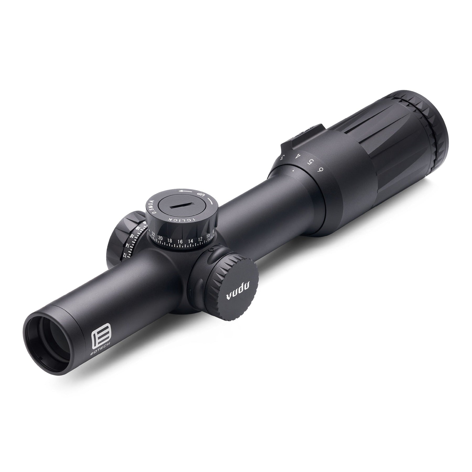 EOTech Vudu 1-6x24 LPVO rifle scope in black built on a 30mm main tube with a 24mm objective