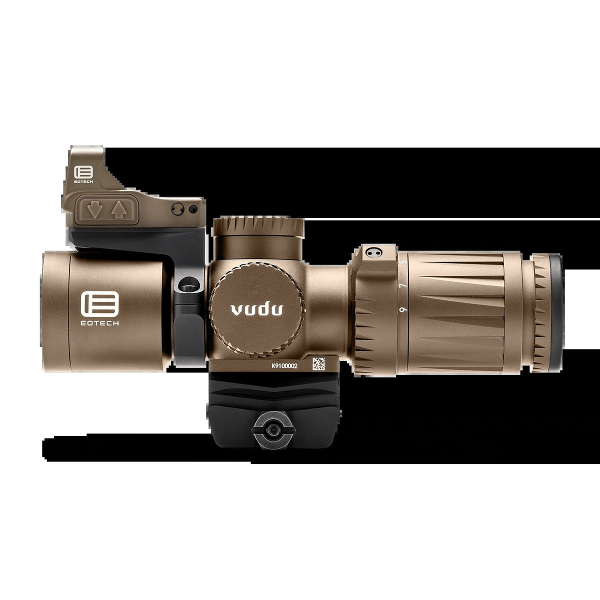 EOTech VDU3-9PKG1TAN package, the tan Vudu 3-9x32 scope with its ring mount