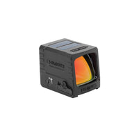 Holosun AEMS Macro red dot sight showing the solar panel that backs up the CR1632 cell