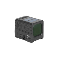 Holosun AEMS Micro green dot sight shown on an integrated mount for a flat-top receiver
