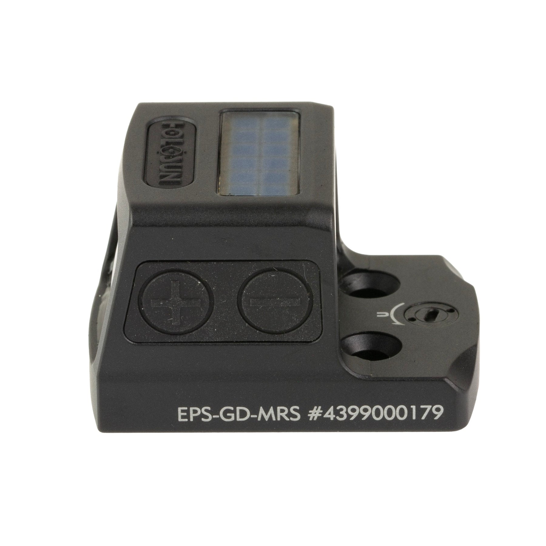 Holosun EPS gold dot sight with its side-loading CR1620 battery tray and Shake Awake wake-up