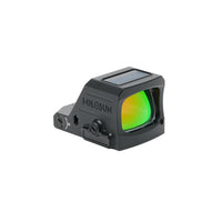Holosun HE407C X3 green dot sight with the Solar Failsafe panel above the open emitter housing