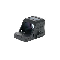 Holosun HE407C X3 green dot sight showing the side-loading CR1632 tray that keeps the zero