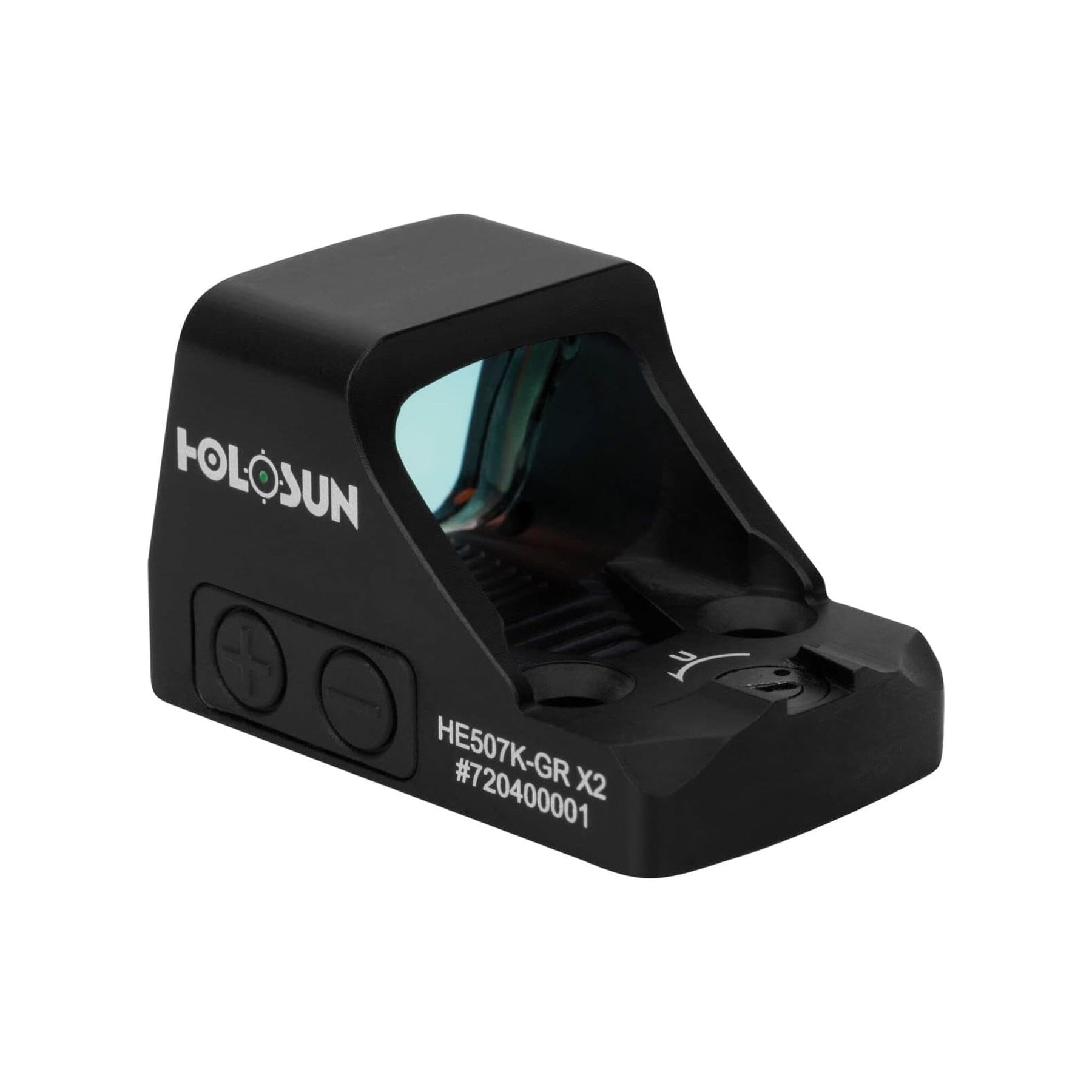 Holosun HE507K X2 green dot sight in a matte black 7075-T6 aluminium housing