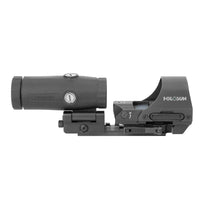 HE510C-GR green dot sight and HM3X magnifier shown together on their quick-detach mounts