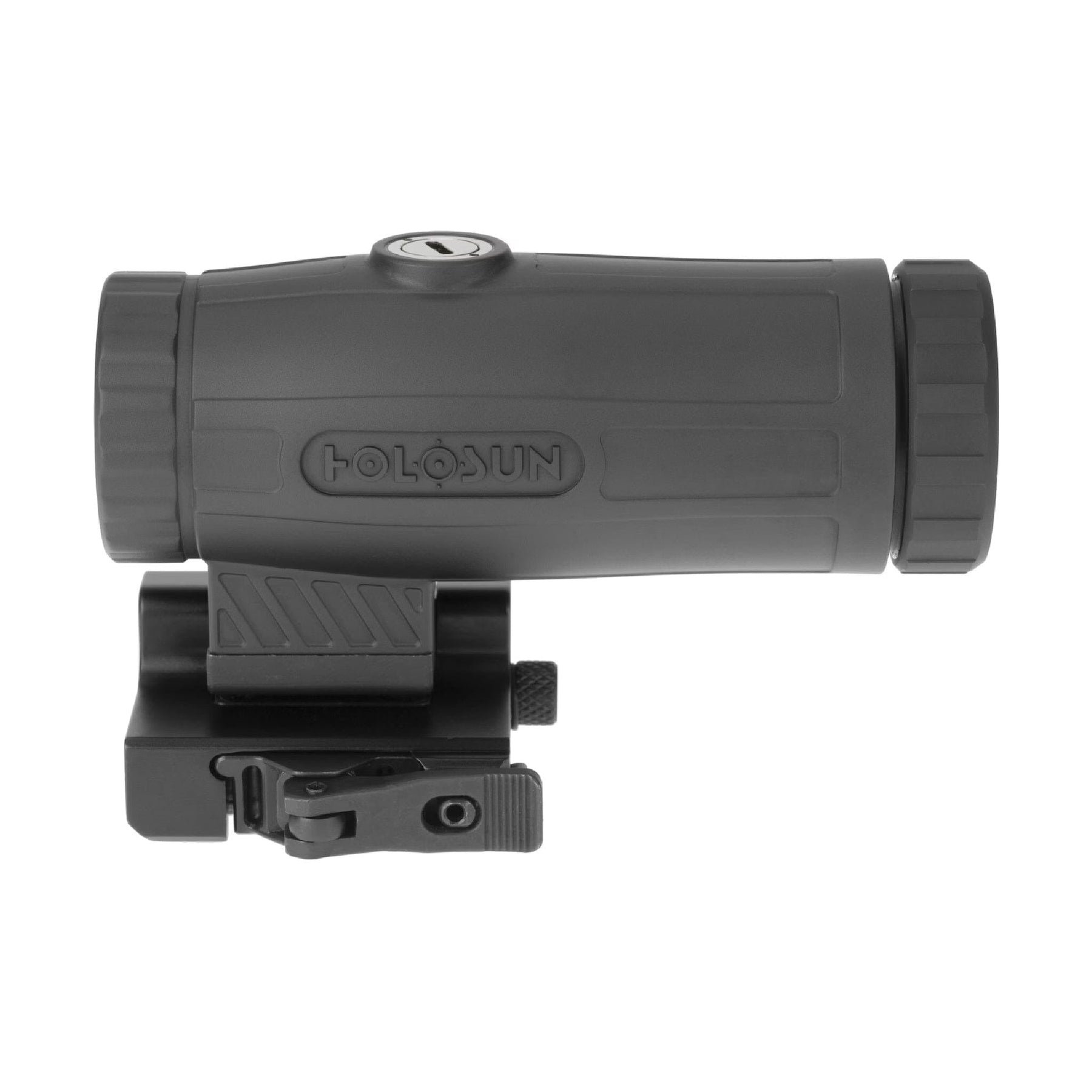 Holosun HM3X 3x magnifier on the ambidextrous flip-to-side QD mount for use behind a dot