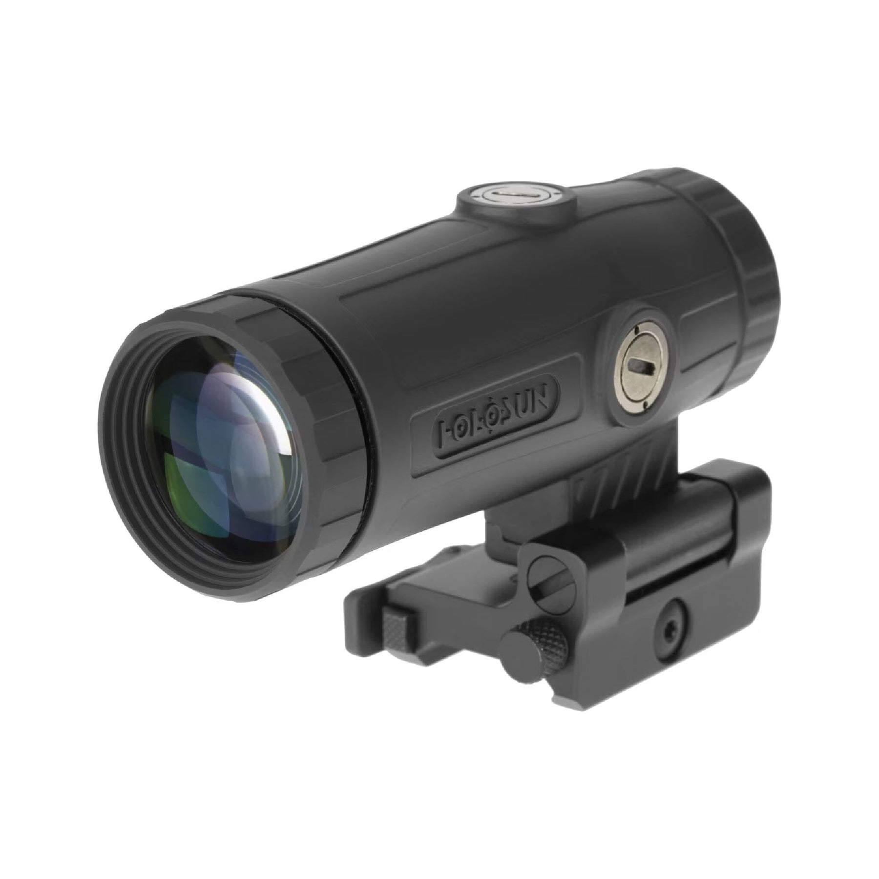 Holosun HM3X 3x magnifier in its matte black aluminium body with the dioptre ring visible