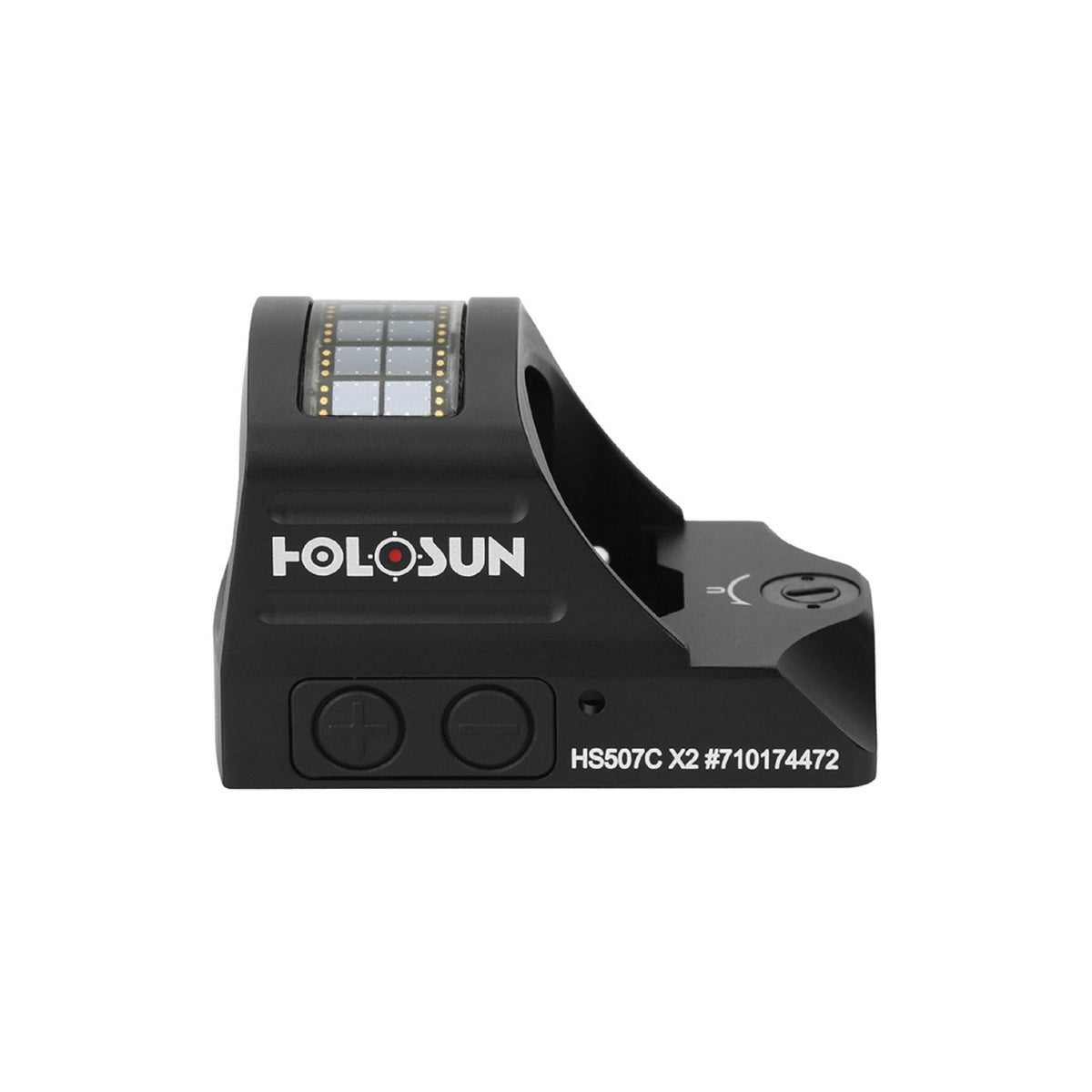 Holosun HS507C X2 open-reflex sight on the Trijicon RMR footprint with its 0.91 x 0.63 in window