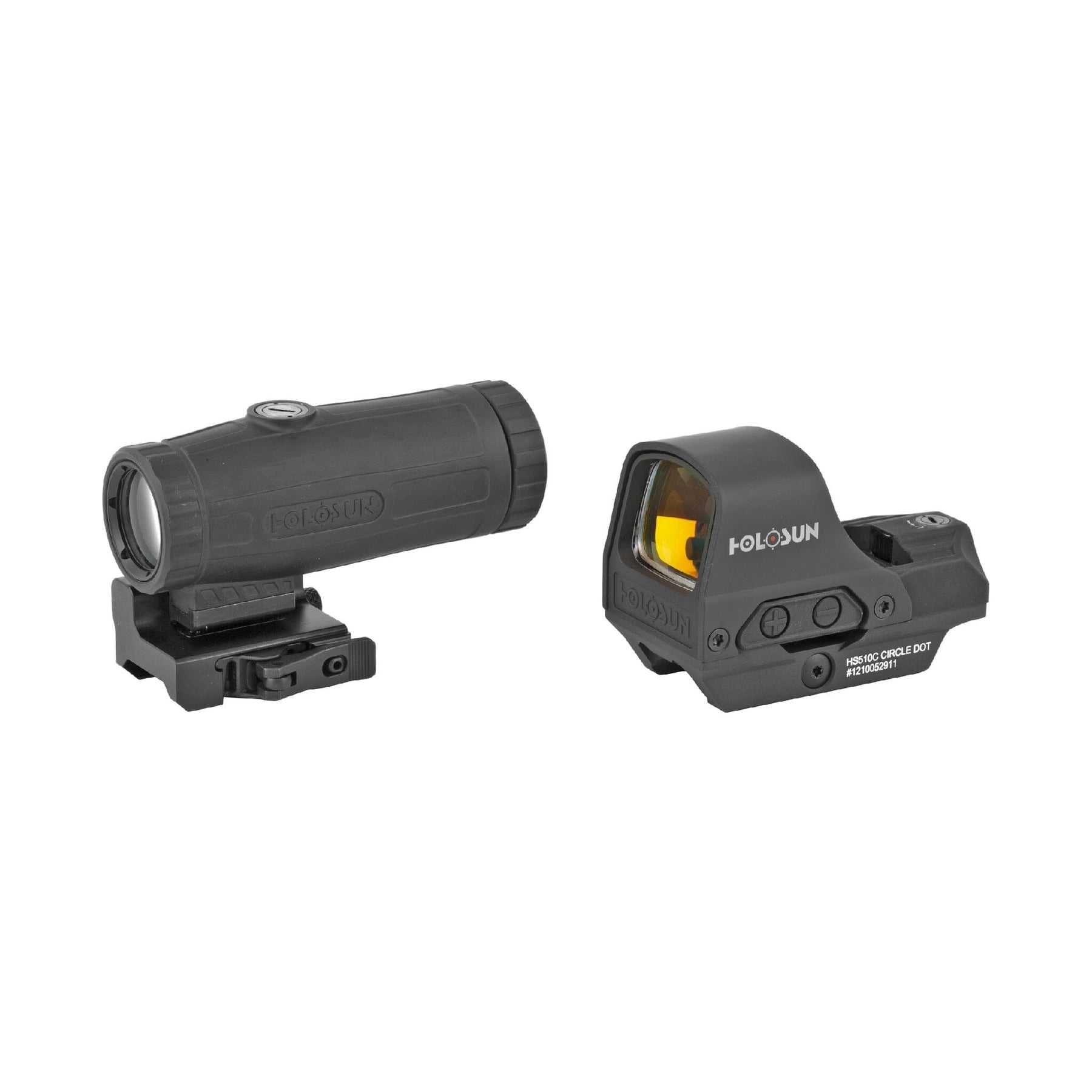 Holosun HS510C and HM3X combo showing the Solar Failsafe panel on the red dot sight