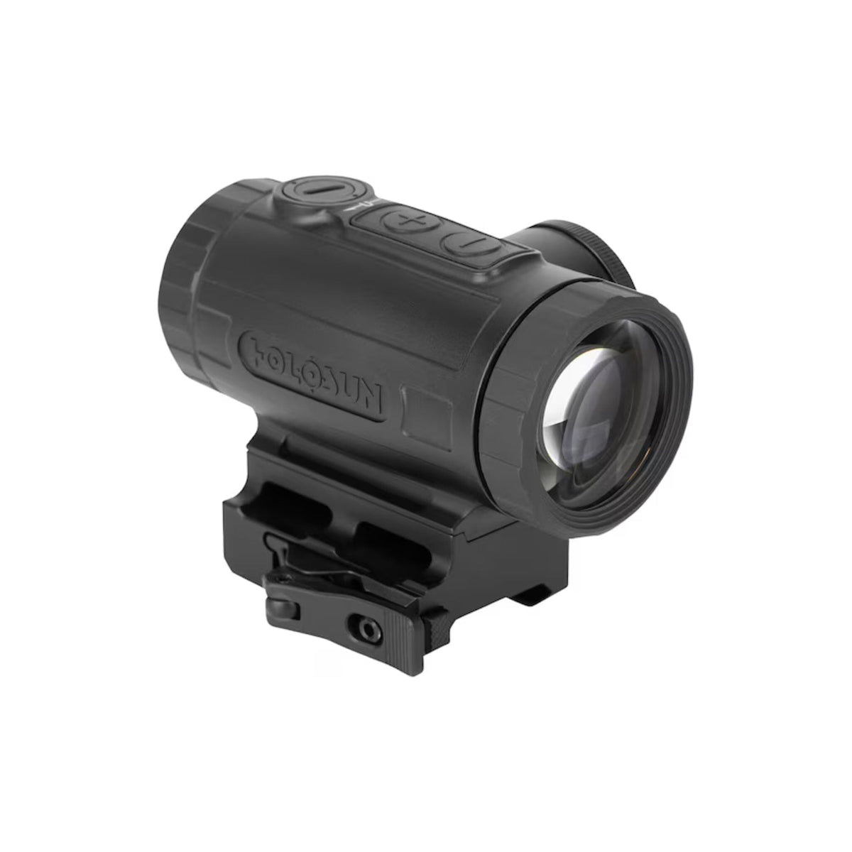 Holosun MP3X prism scope on its Picatinny mount for AR-pattern flat-top receivers
