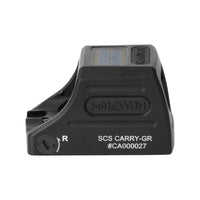 Holosun SCS Carry green dot sight showing the solar panel that charges its internal cell