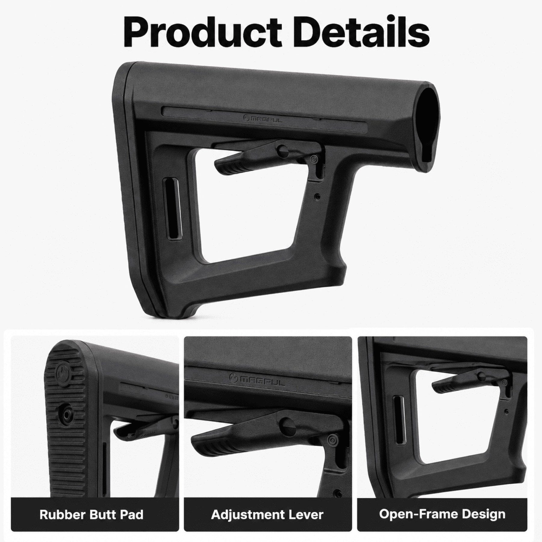 Magpul MOE PR Carbine Stock, adjustable cheek riser AR-15 stock (view 6)