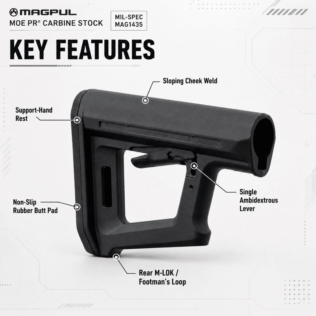 Magpul MOE PR Carbine Stock Mil-Spec for AR15/M4 Rifle Stock Magpul Industries 