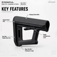 Magpul MOE PR Carbine Stock, adjustable cheek riser AR-15 stock (view 4)