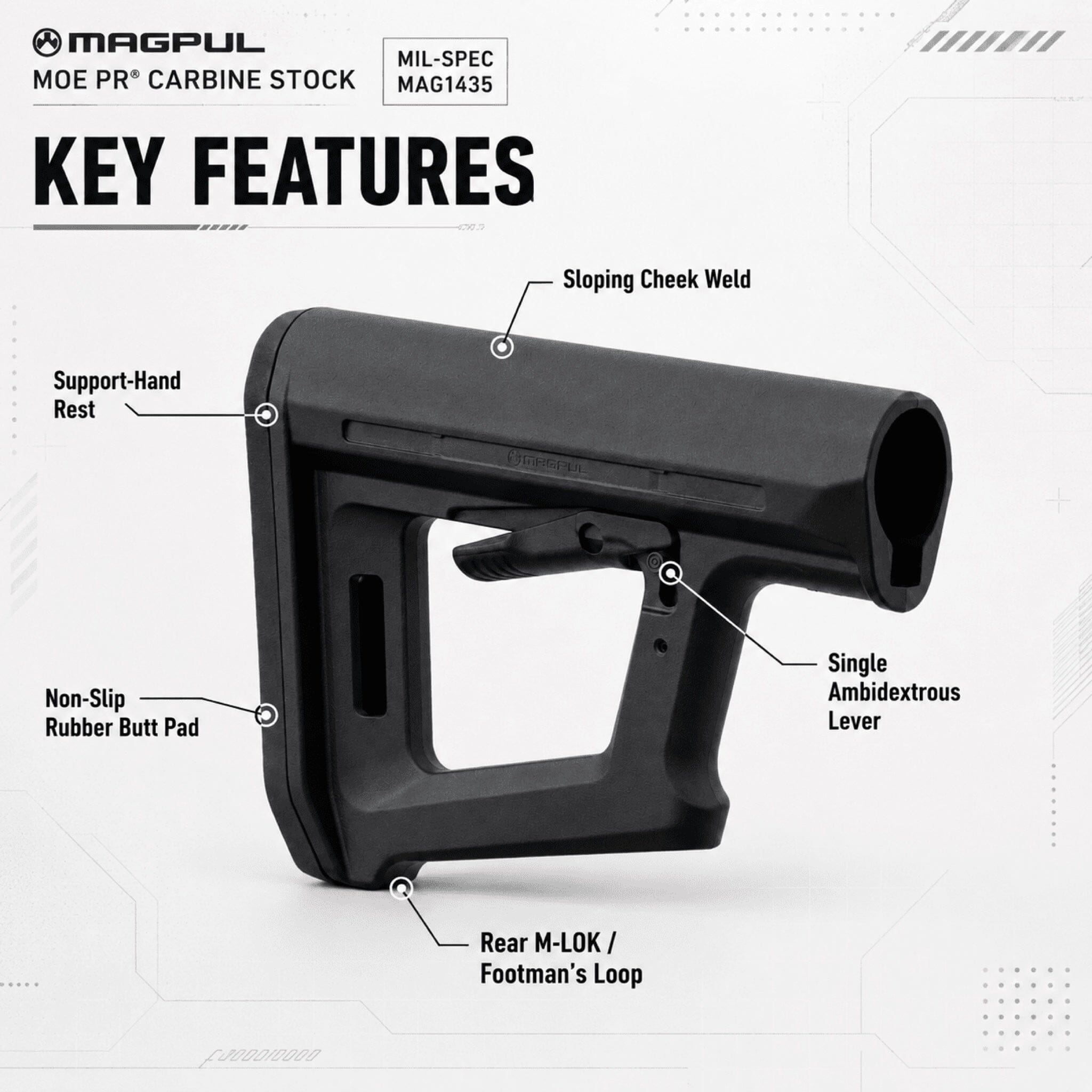 Magpul MOE PR Carbine Stock Mil-Spec for AR15/M4 Rifle Stock Magpul Industries 