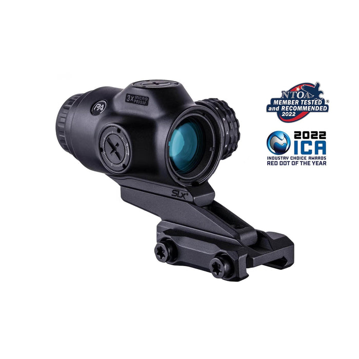Primary Arms SLx 3X MicroPrism scope, part 710036, with the red illuminated ACSS Raptor 5.56/.308 Yard reticle
