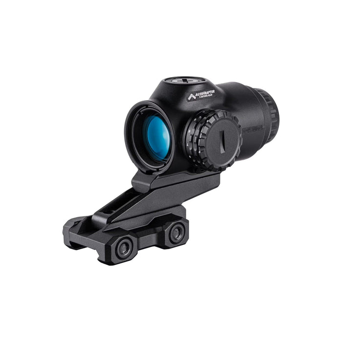 Primary Arms SLx 3X MicroPrism at fixed 3x magnification with the ACSS Raptor yard-calibrated reticle