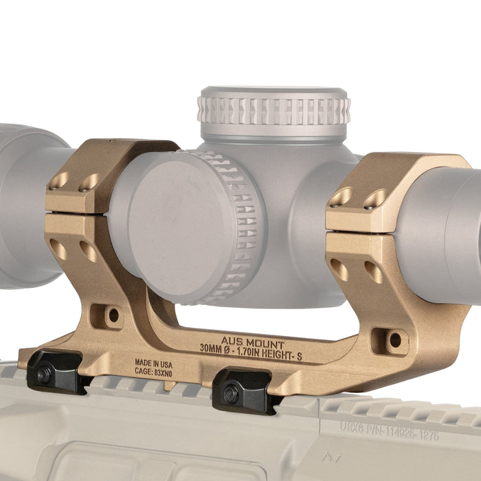 Reptilia AUS one-piece 30mm scope mount, 1.70 in. bore height, in Flat Dark Earth Anodized