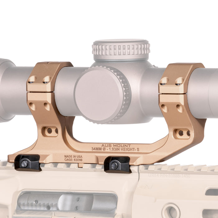 Reptilia AUS one-piece 34mm scope mount, 1.93 in. bore height, in Flat Dark Earth Anodized