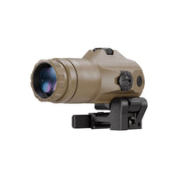 SIG Sauer JULIET4 4x magnifier in Flat Dark Earth, intended to sit behind a ROMEO red dot sight