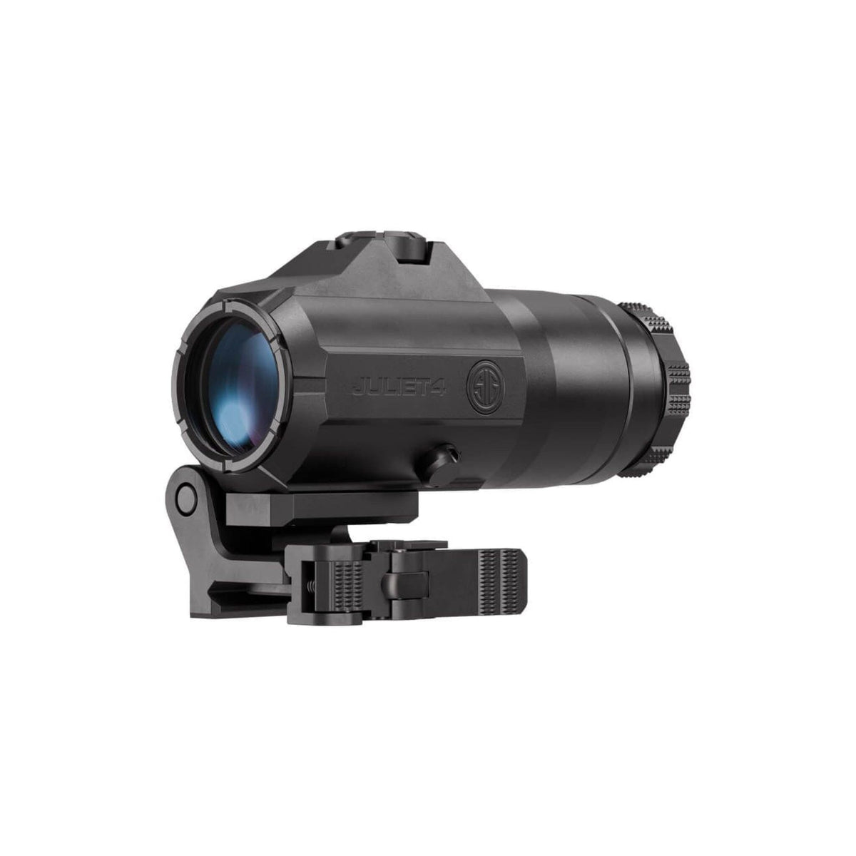SIG Sauer JULIET4 4x magnifier in black on its PowerCam quick-release mount