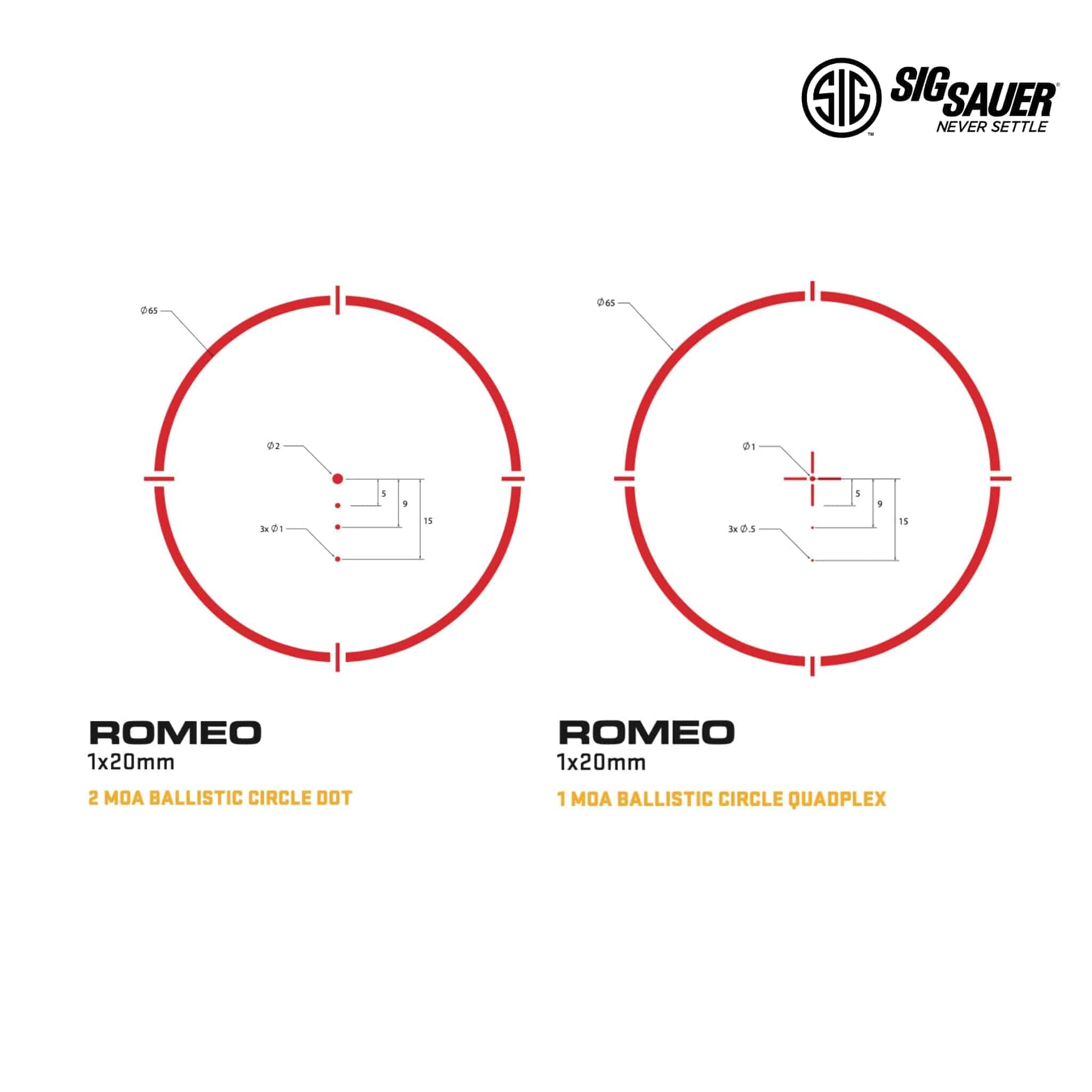 SIG Sauer ROMEO4S Red Dot Sight - 1 MOA Ballistic Circle Plex Red Dot Sight SIG Sauer 