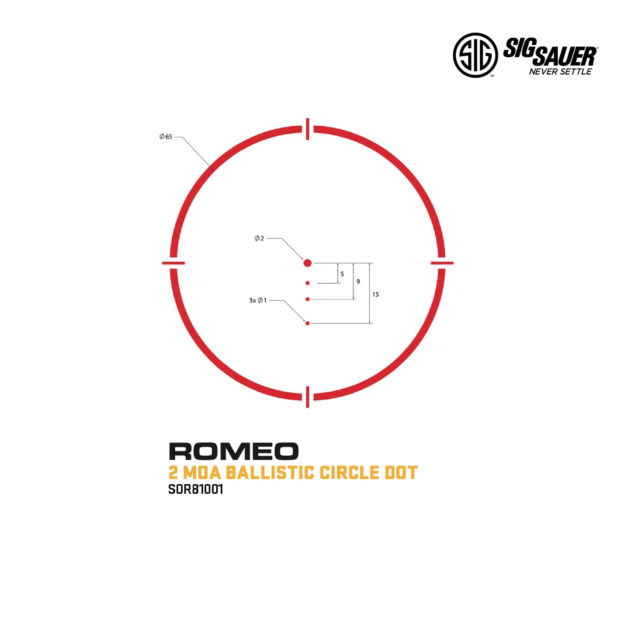 SIG Sauer ROMEO8H Red Dot Sight - 2 MOA Ballistic Circle Dot - Black Red Dot Sight SIG Sauer 