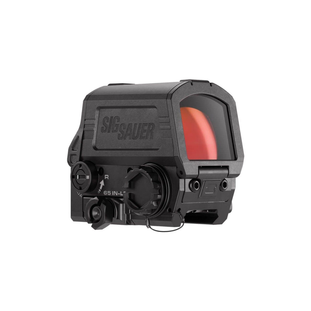 SIG Sauer ROMEO8T-AMR red dot sight with its windage and elevation adjustment turrets