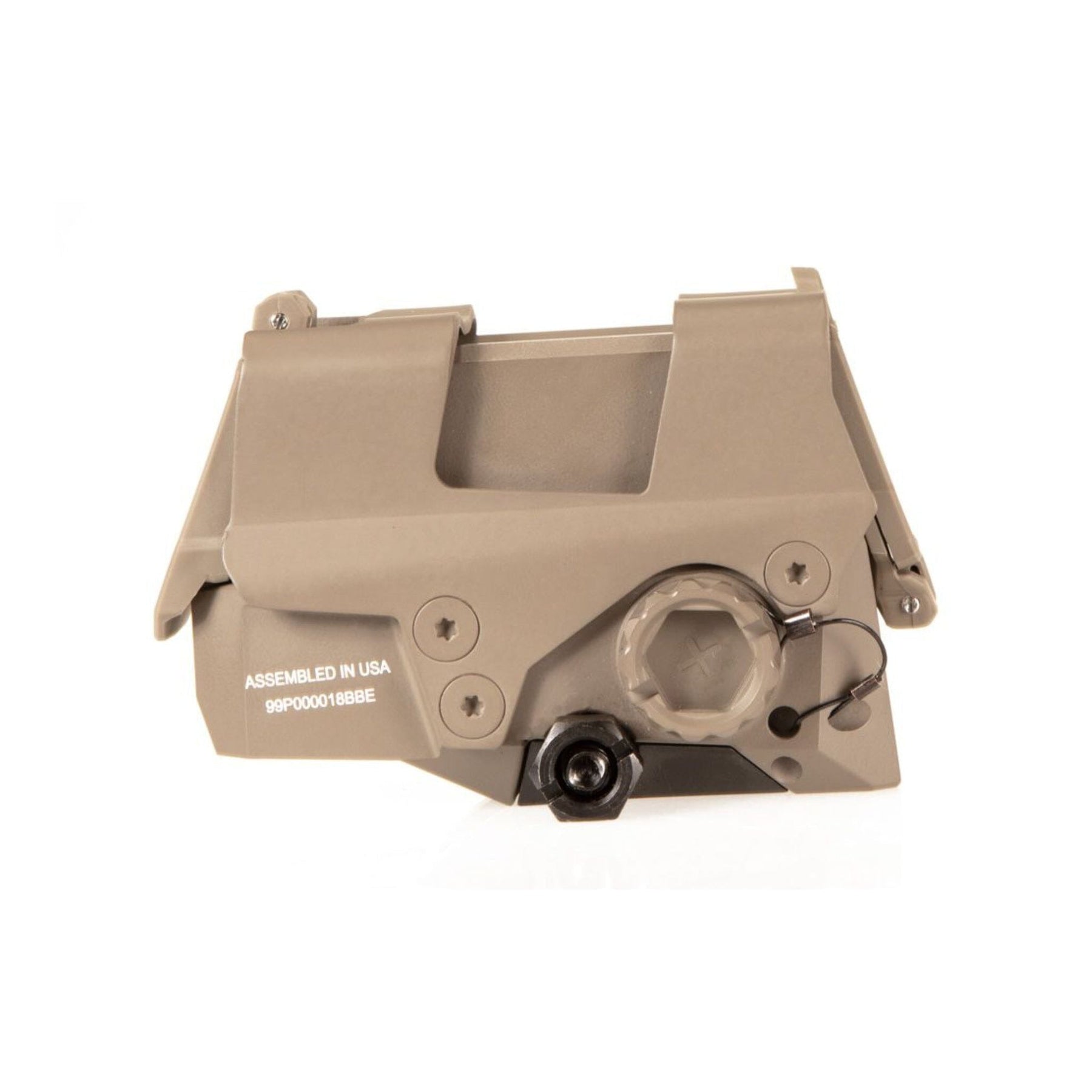 SIG Sauer ROMEO8T in Flat Dark Earth showing the windage and elevation adjustment turrets