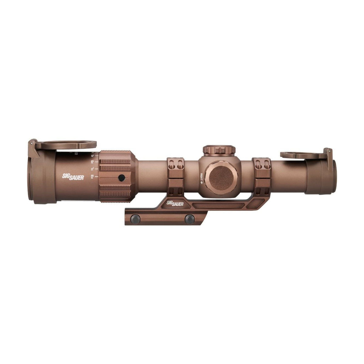 SIG Sauer TANGO-MSR 1-8x24 in Coyote Tan with the illumination brightness dial