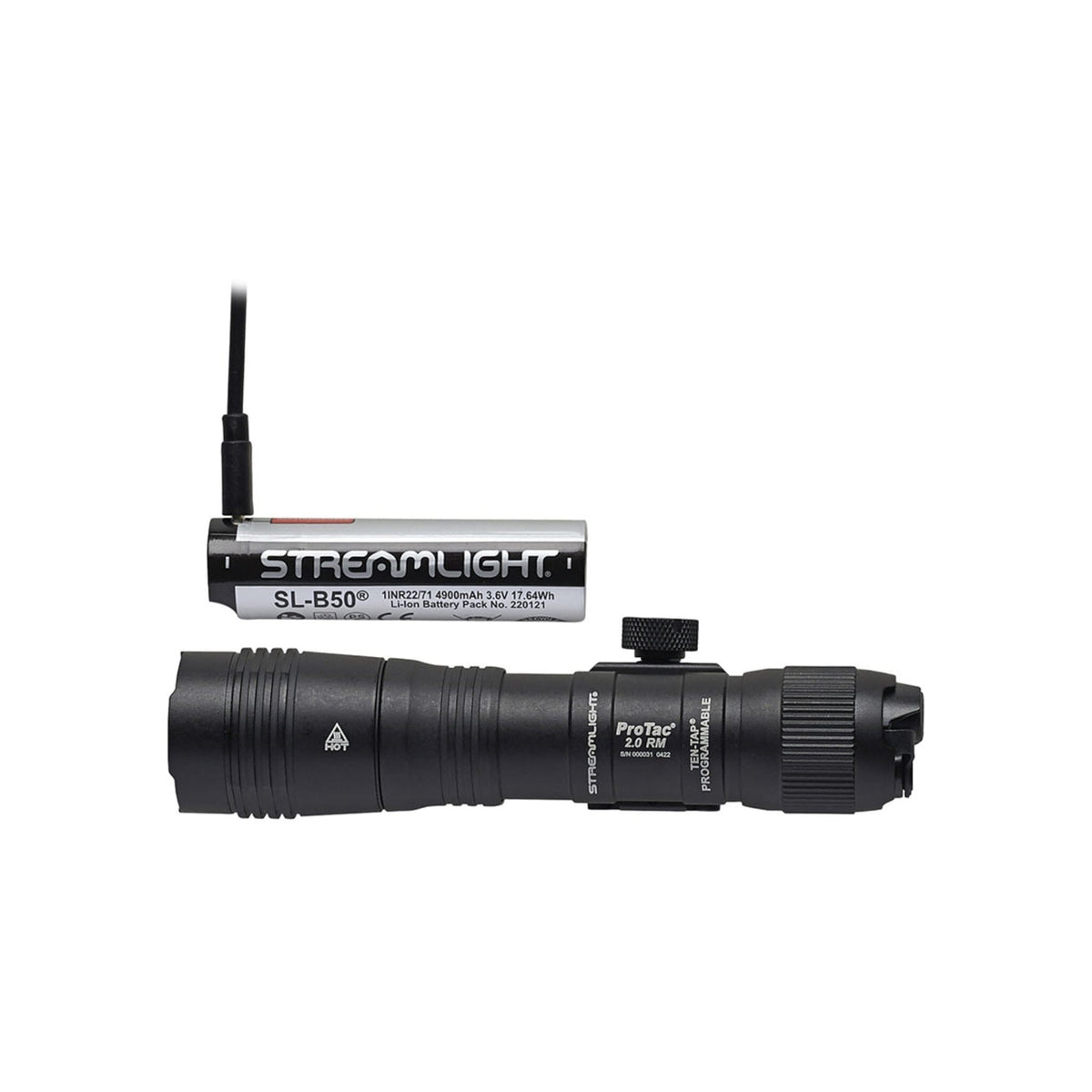 Streamlight ProTac 2.0 Rail Mount on its 250 lumen low setting, which runs for 11 hours
