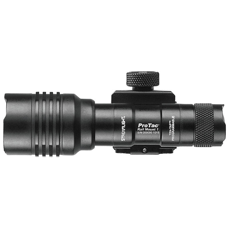Streamlight ProTac Rail Mount 1 weapon light clamped to a long gun Picatinny rail