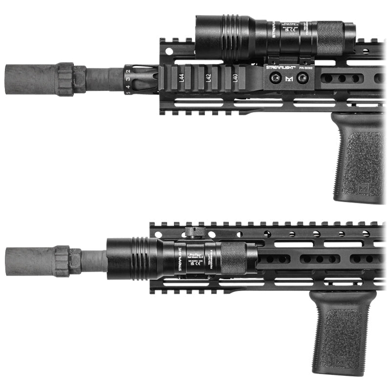 Streamlight ProTac Rail Mount 1L-X USB weapon light fitted to a Picatinny long gun mount