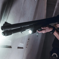 Streamlight TL-Racker throwing its 20,000 candela beam into a darkened doorway