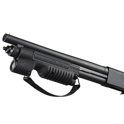 Streamlight TL-Racker 69602 forend light shown fitted to a Mossberg 590 Shockwave